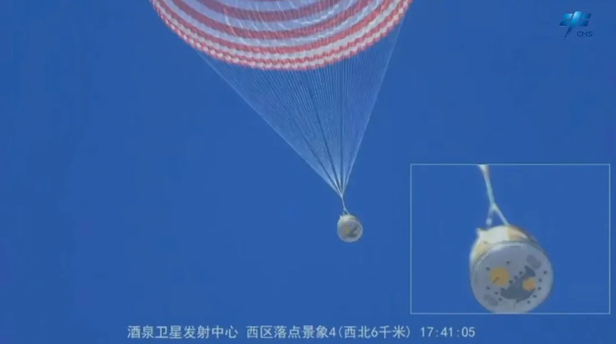 China’s Shenzhou-17 crew return to Earth spacenews.com/chinas-shenzho…