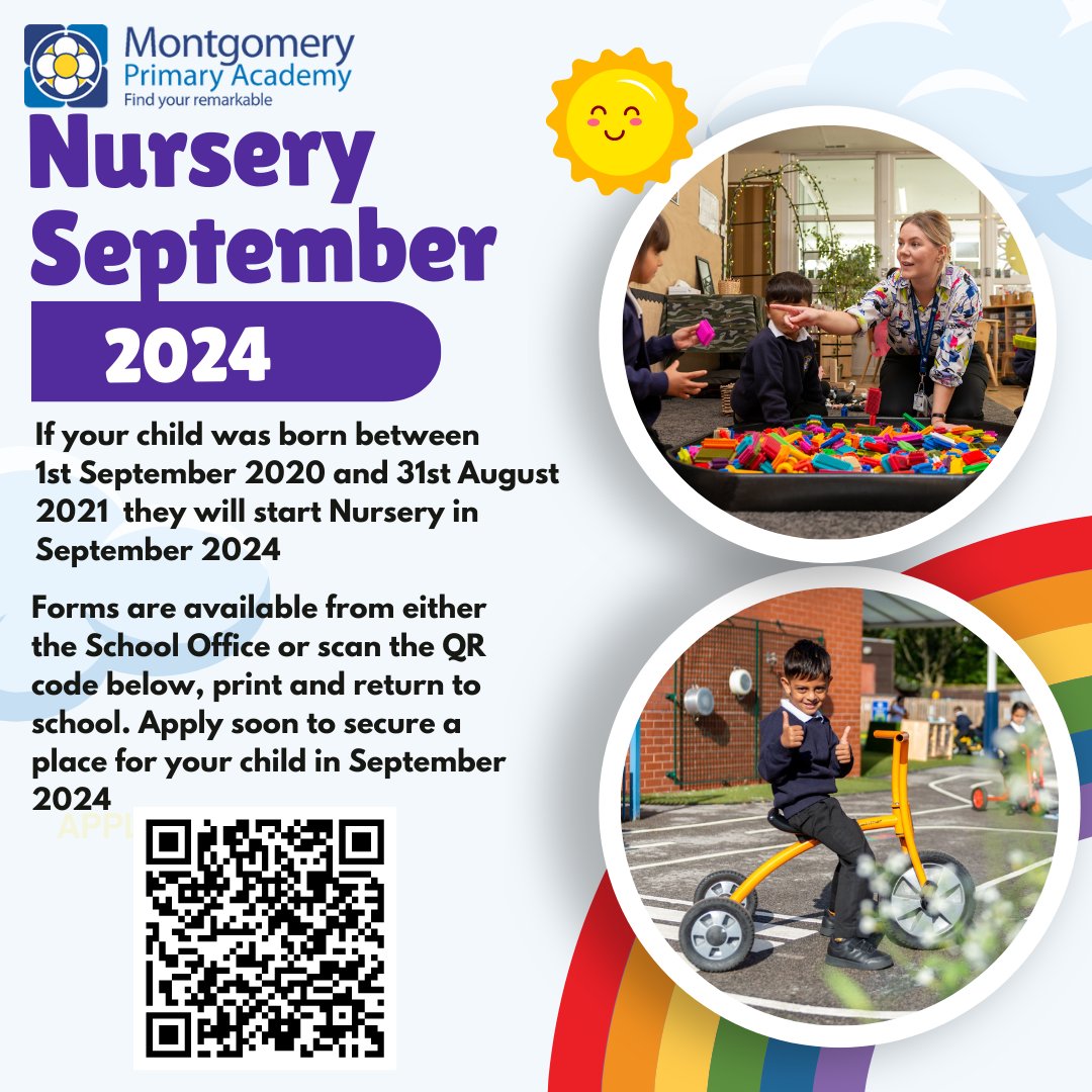 Nursery 2024 Places are filling up fast for children to join our Nursery in September 2024. Apply now to secure a place for your child.