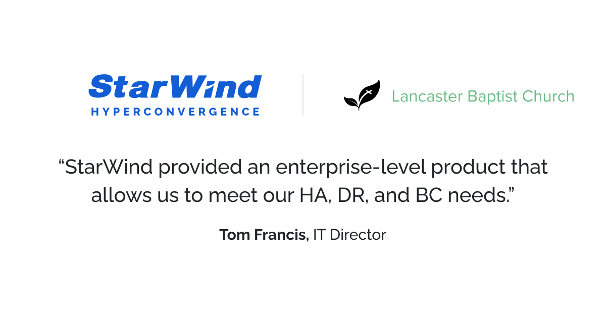 🏆#StarWind_success_story
Lancaster Baptist Church, a U.S.-based religious institution, provides uninterrupted services for its congregation by ensuring high availability (#HA) and #disasterrecovery capabilities with #StarWind Virtual SAN (#VSAN). Read more here:…