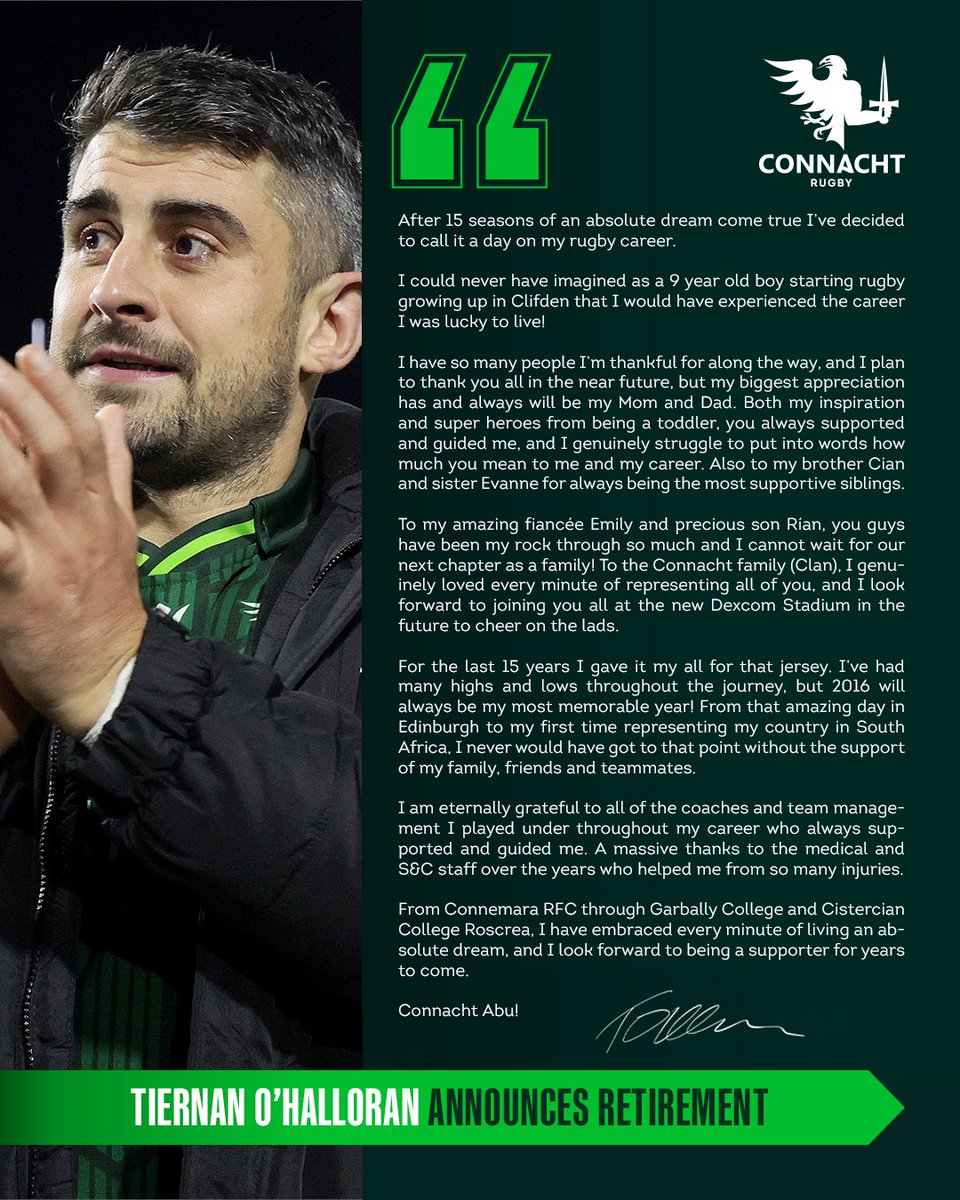 Simply one of our greatest ever 💚 A message from Tiernan O’Halloran. connachtrugby.ie/news/tiernan-o…