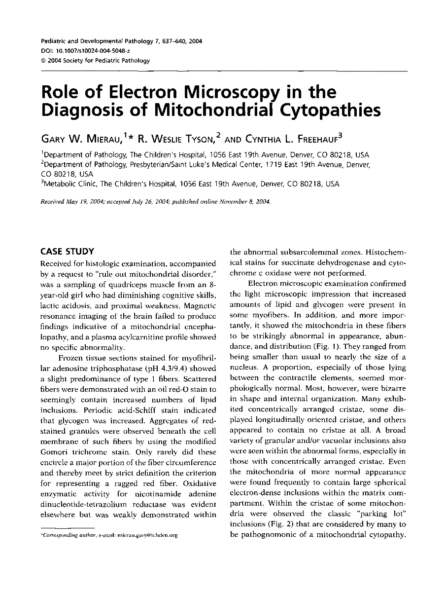 Role of electron microscopy in the diagnosis of mitochondrial cytopathies eurekamag.com/research/050/2…