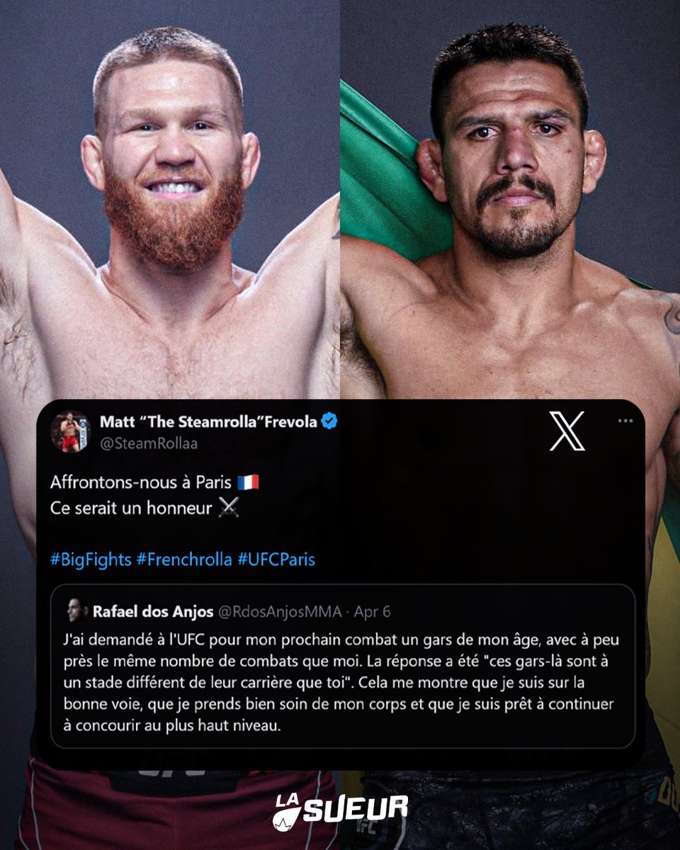 🚨 Matt Frevola call-out Rafael Dos Anjos pour l'UFC Paris ! 👀🇫🇷 (via @SteamRollaa)