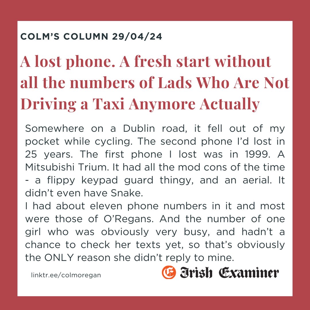 This week in the @IrishExaminer a lost phone a chance of a new beginning. irishexaminer.com/lifestyle-colu…