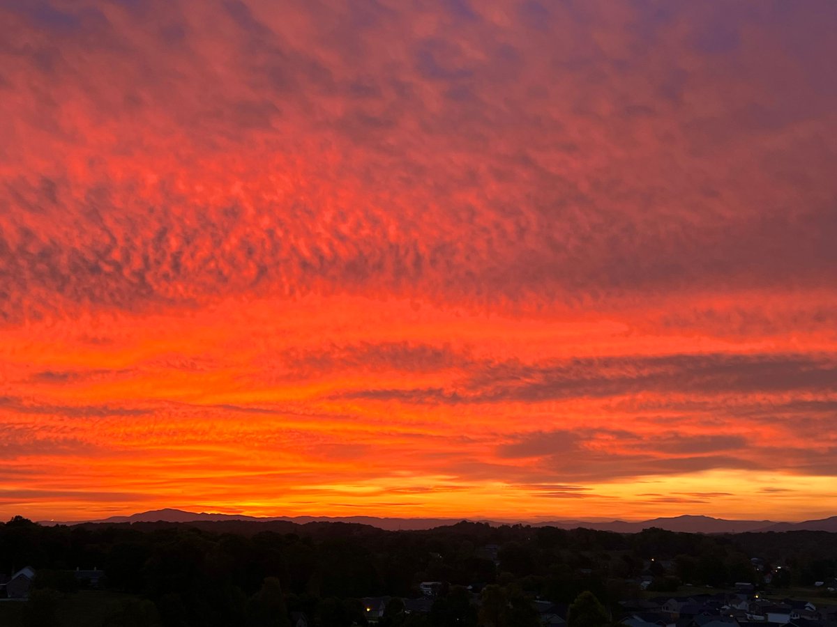 Vibrant sunrise over Jonesborough, TN this morning. From Sandy Bush via Chime In. @natwxdesk