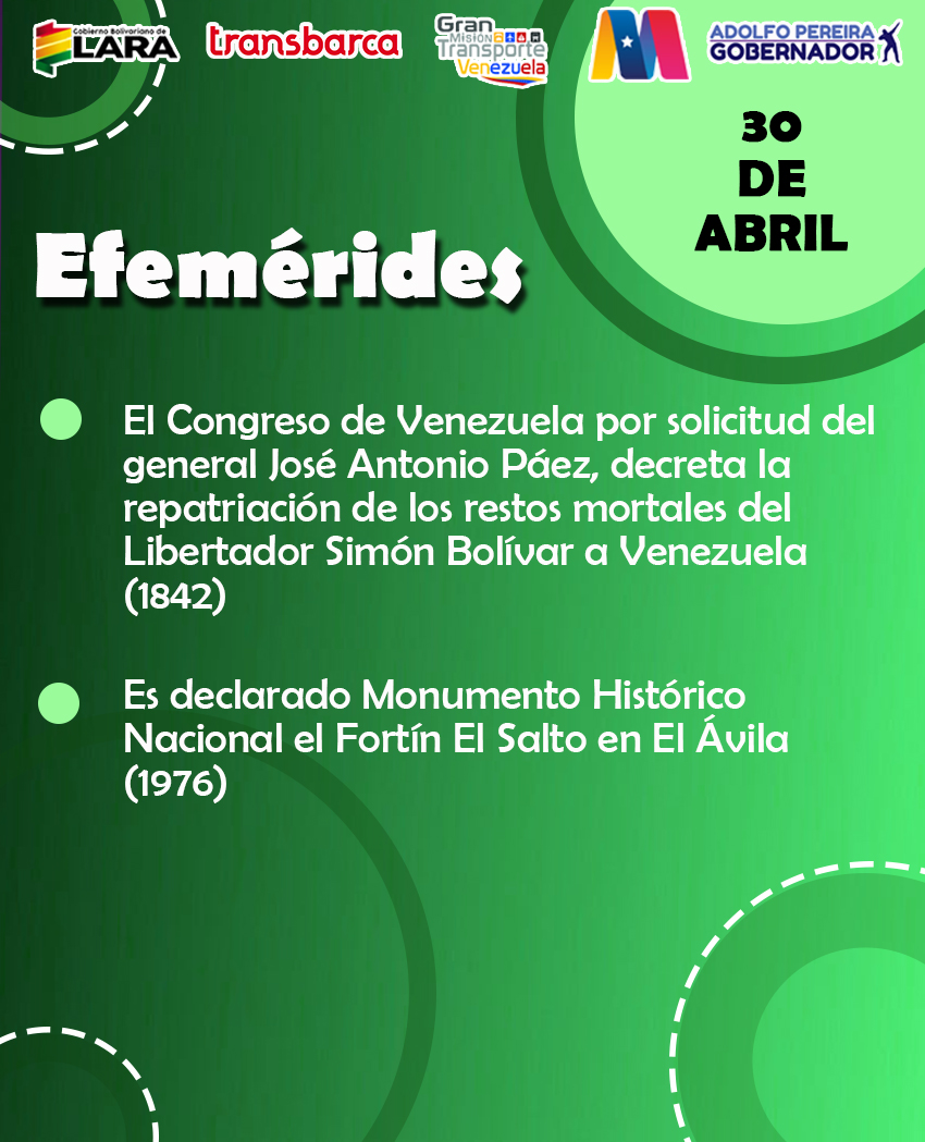 #30Abr Feliz día

@nicolasmaduro @Transportegobv @rvaraguayan @gobiernodeLara @Adolfopereiragobernador @Secretariaopv @omarjrondonc @leonelsanchezrivas @plantayutongvenezuelaoficial
#SomosPuebloUnido
#Transbarca
#ConAmorParaTransbarca
#RumboALaEraDigital
#Lara