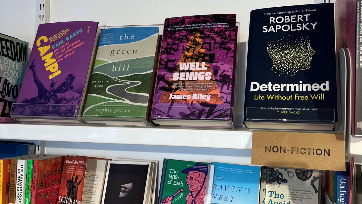 'Non-fiction': #WellBeings in Totnes @DartingtonTrust bookshop. What a great selection! Good to see the Zizek nudging into shot... My thanks to Connor Stait for the sighting... @iconbooks, @GirtonCollege, @englishunicam, @DonaldWin_