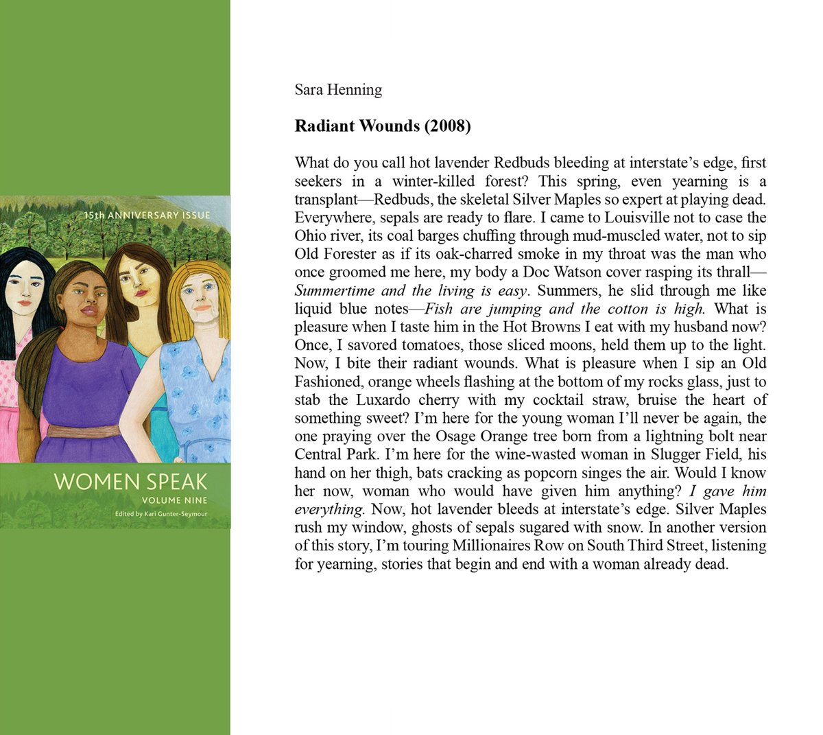 A 'saucy' poem by poet @SaraHenning from the Women of Appalachia Project's 'Women Speak, Volume Nine' anthology series. Order a copy directly from our woman-owned press Sheila-Na-Gig online here: tinyurl.com/3xc9fcvv #ohiopoetlaureate #npm2024