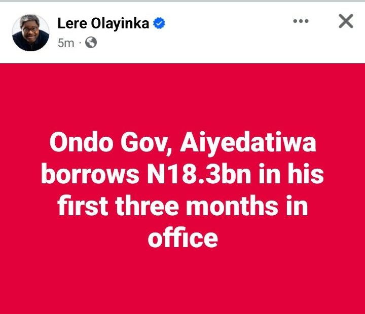 He will still borrow more and give APC National Chairman, Ganduje and Mimiko. After Nov. election, he will be back to governance but for now, let's keep borrowing and spending on election.