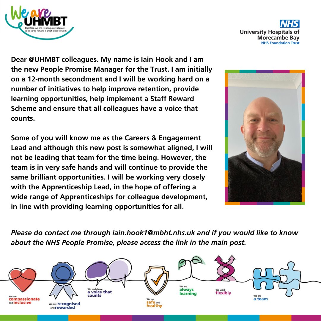 Good afternoon. I will be moving into a new 12-month secondment role over the next few weeks, as @UHMBT's People Promise Manager. I have created a new 'X' username of @UHMBTPPM and I would very much appreciate followers, in order for colleagues to be aware of new initiatives