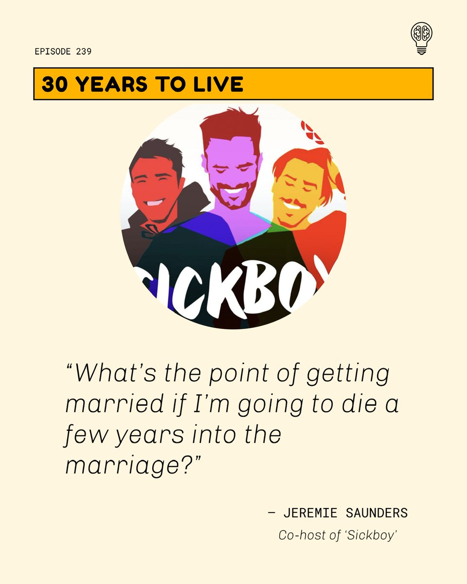 How would you live your life if you thought you would die in 30 years ? @sickboypodcast @JeremieSaunders 

open.spotify.com/episode/6Mjhoy…

#sickboy#death #lifeexpectancy