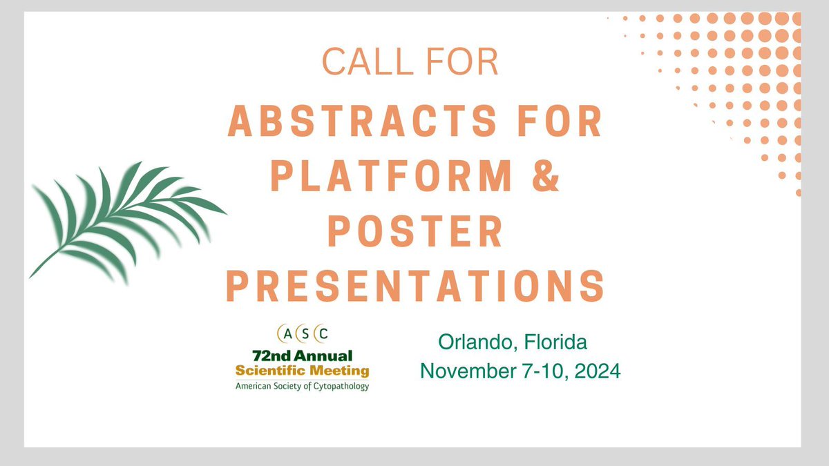 Tomorrow, May 1st the deadline to submit Abstracts for the ASC 72nd Annual Scientific Meeting. Click here to submit - buff.ly/4938he3 #ASCyto24 #cyto #cytopath