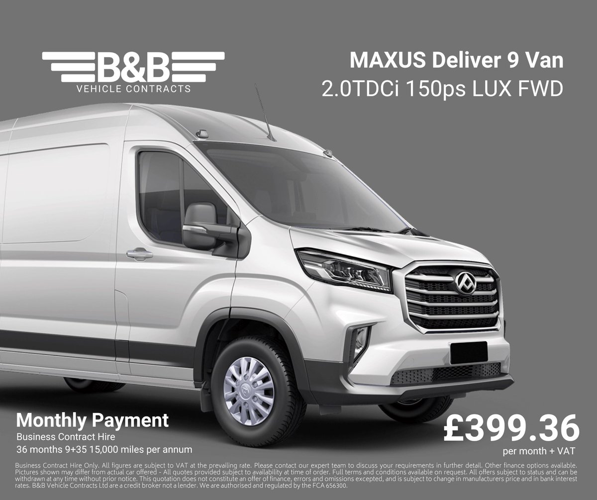 A great offer on the MAXUS Deliver Van at @B_BVehicles #leasing #van #vanleasing #vehicleleasing