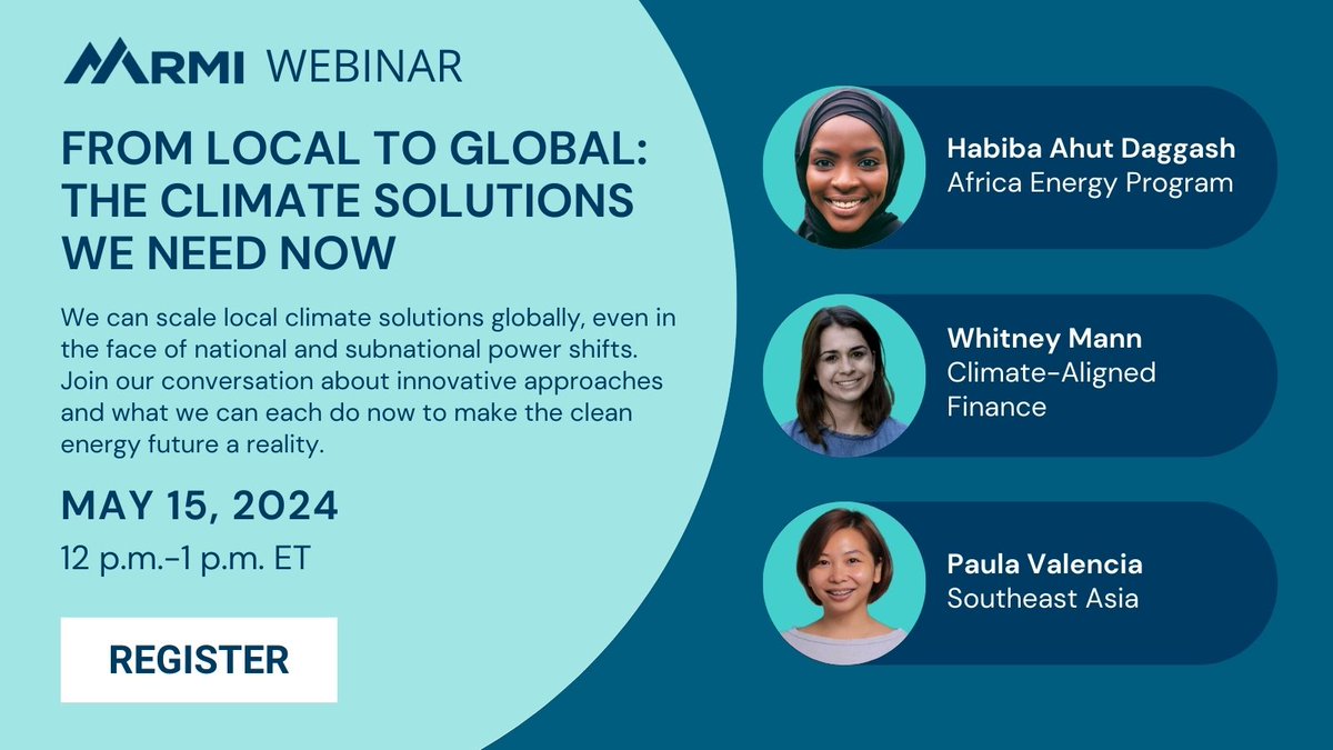 On May 15th, join RMI experts for a discussion on how we can scale local clean energy efforts into global climate solutions. Register: bit.ly/3JI6Whn