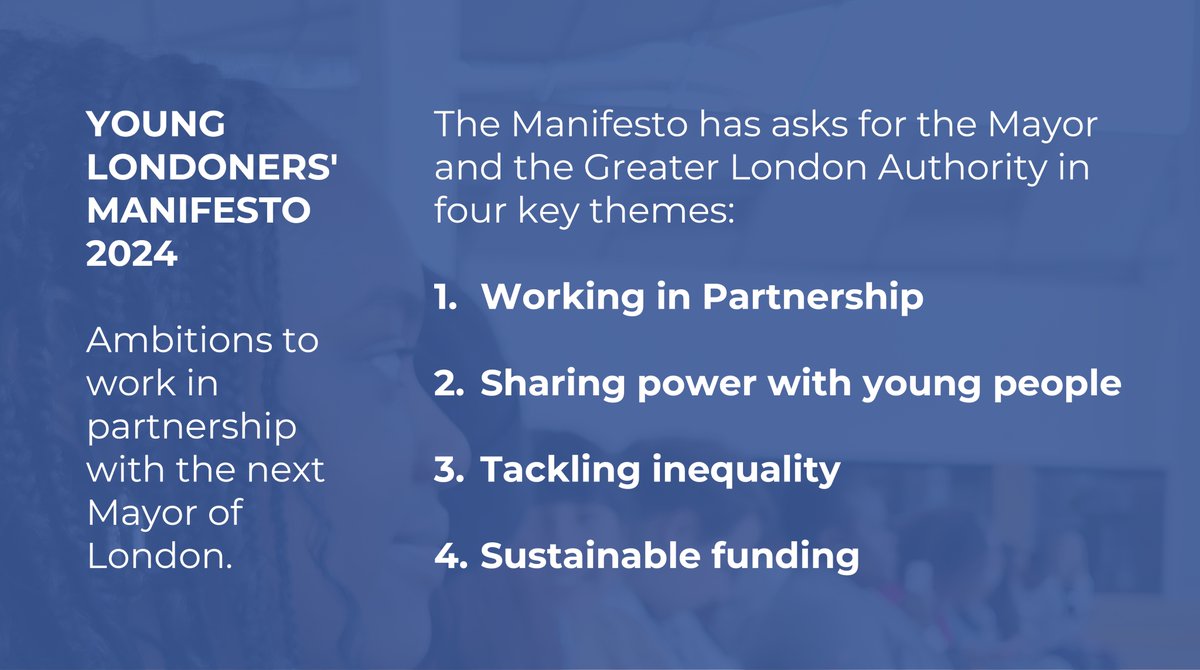 Ahead of tomorrow's London elections, @PYL_London has co-produced a set of asks got the next Mayor to support the capital's young people. #YoungLondonersManifesto2024 1/3