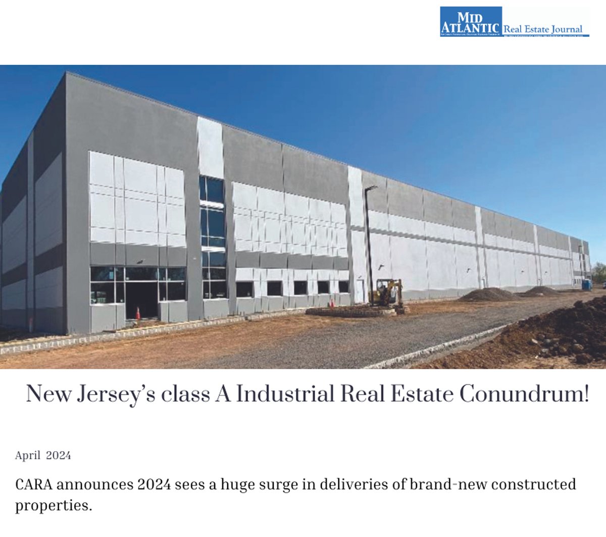 #CARA announces a surge in deliveries of brand-new constructed properties in 2024. With 19.2 million s/f of industrial space under construction, the market dynamics are shifting. Read more: tinyurl.com/CARA-NNJ #IndustrialRealEstate #NewJersey #MarketTrends