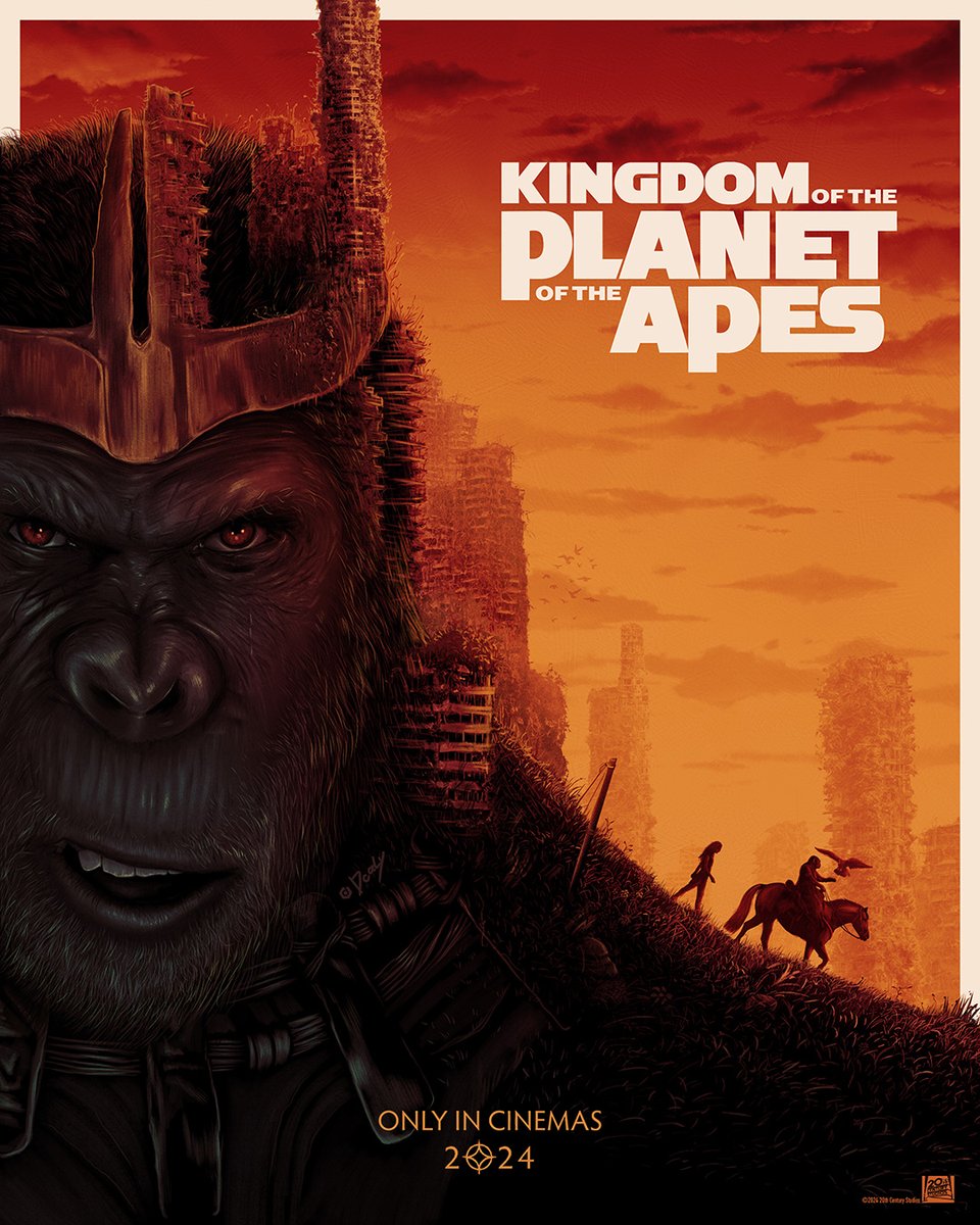 Proximus looms over all in @_Doaly's evocative poster for #KingdomOfThePlanetOfTheApes. Experience it on the biggest screen possible, only in cinemas May 9.