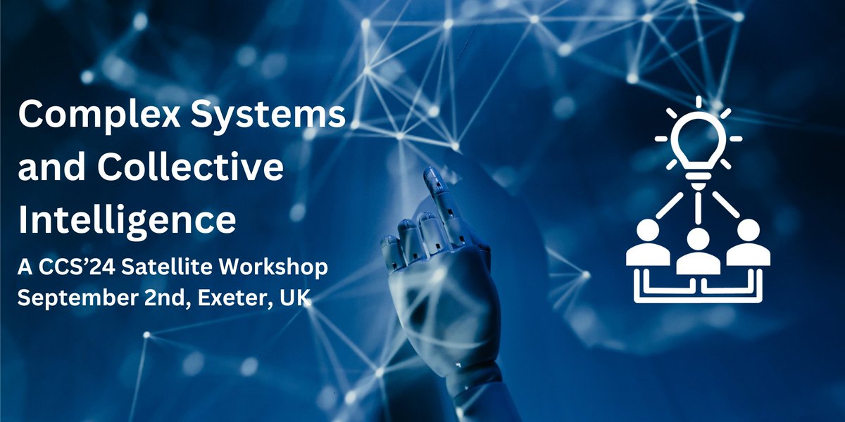 Join us @ConfCompSys Sep 2nd in #Exeter for the AI4CI Complex Systems & Collective Intelligence Workshop - research, discussion, funding opportunities. Tap👉 bit.ly/3Ug69JH for more info and abstract submission! #AI4CI