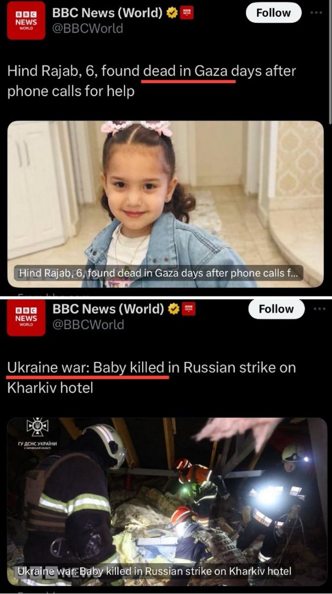 @ColumbiaSJP @ColumbiaBDS The media will tell us a story other than what actually happened, as usual

'Killed' in Ukraine
But 'dead' in Palestine

Double standards are manifested in treating #Israel as the god, it jumps over the laws, commits genocide & blatant racism etc

#IsraeliNazis
#IsraeliTerrorists