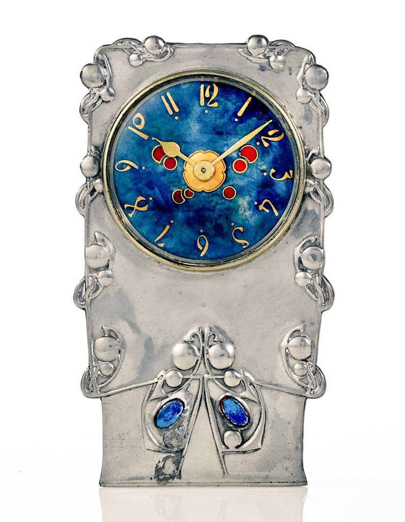 Art Nouveau 'Tudric' clock from c. 1900 by Archibald Knox, England.