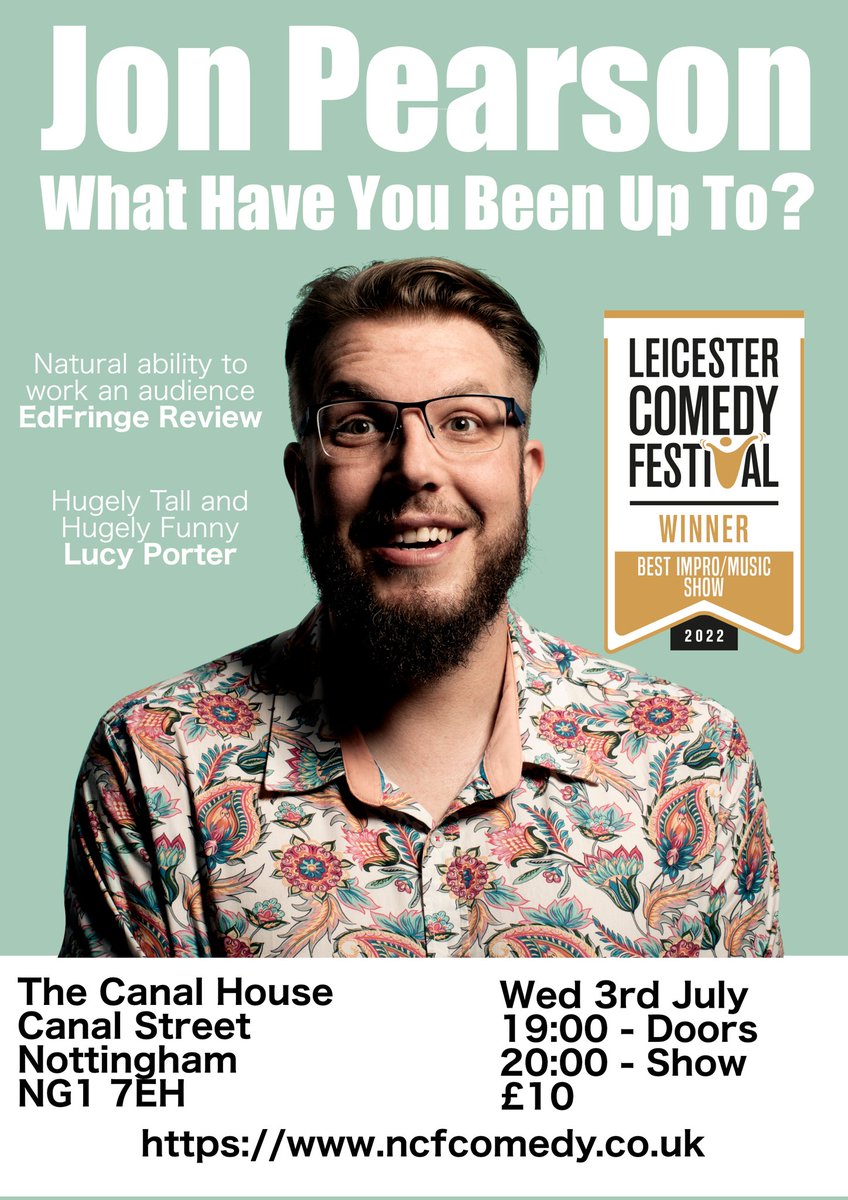 Continuing with our brilliant Edinburgh Previews. We also have 2 fantastic local acts. Wednesday 3rd July - 7pm - Katie Mitchell Wednesday 3rd July - 8.30pm - Jon Pearson Grab your tickets: ncfcomedy.co.uk/tour-shows.html