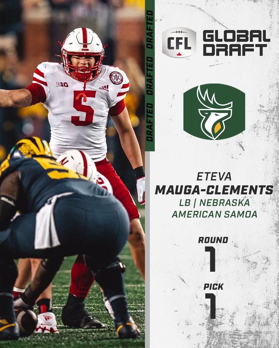 The @GoElks select Eteva Mauga-Clements with the 1st overall pick in the #GlobalDraft! @Emauga22 | @HuskerFootball