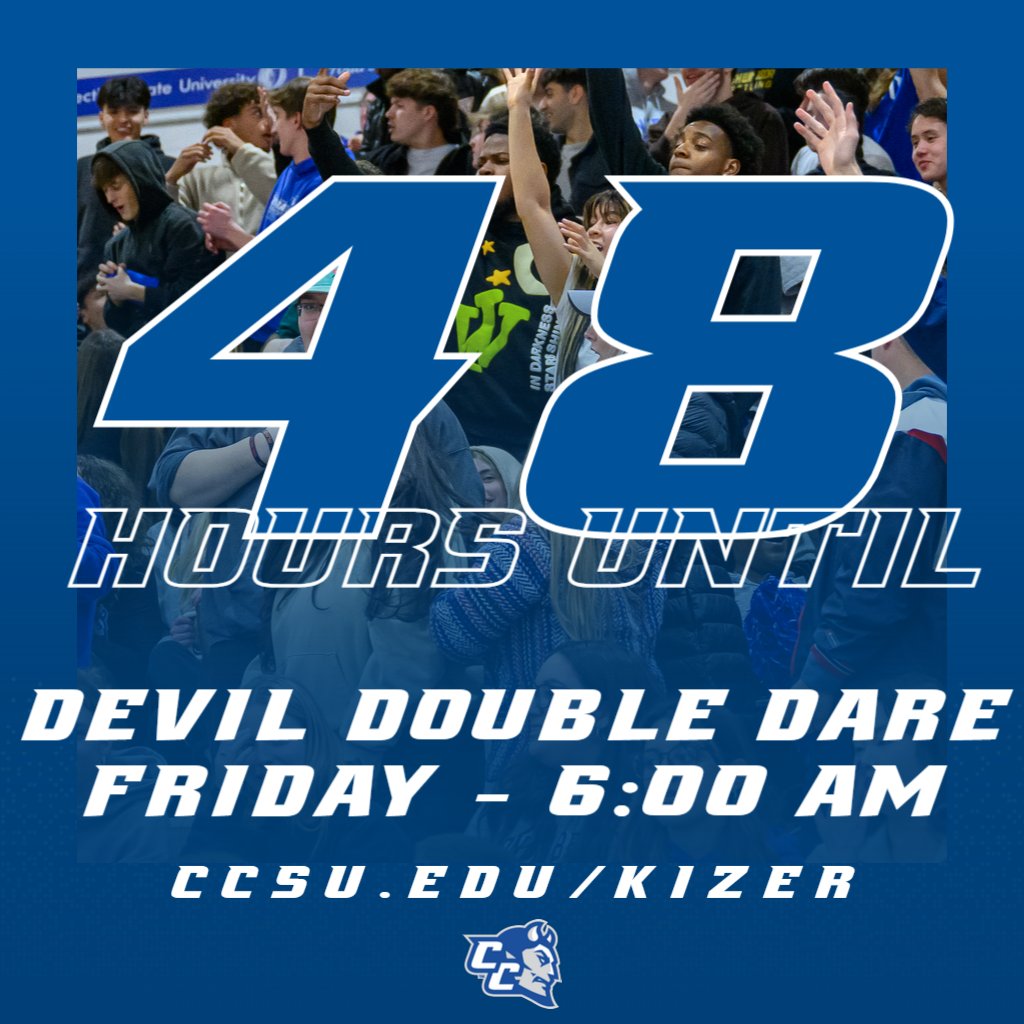 🚨DEVIL DOUBLE DARE IS FRIDAY! 🚨 ▶️Biggest fundraising day of the year for the Blue Devils ▶️First $100,000 in donations are doubled ▶️Visit CCSU.edu/Kizer Friday 6am-8pm ▶️Make your donation count - TWICE! #GoBlueDevils #DDD