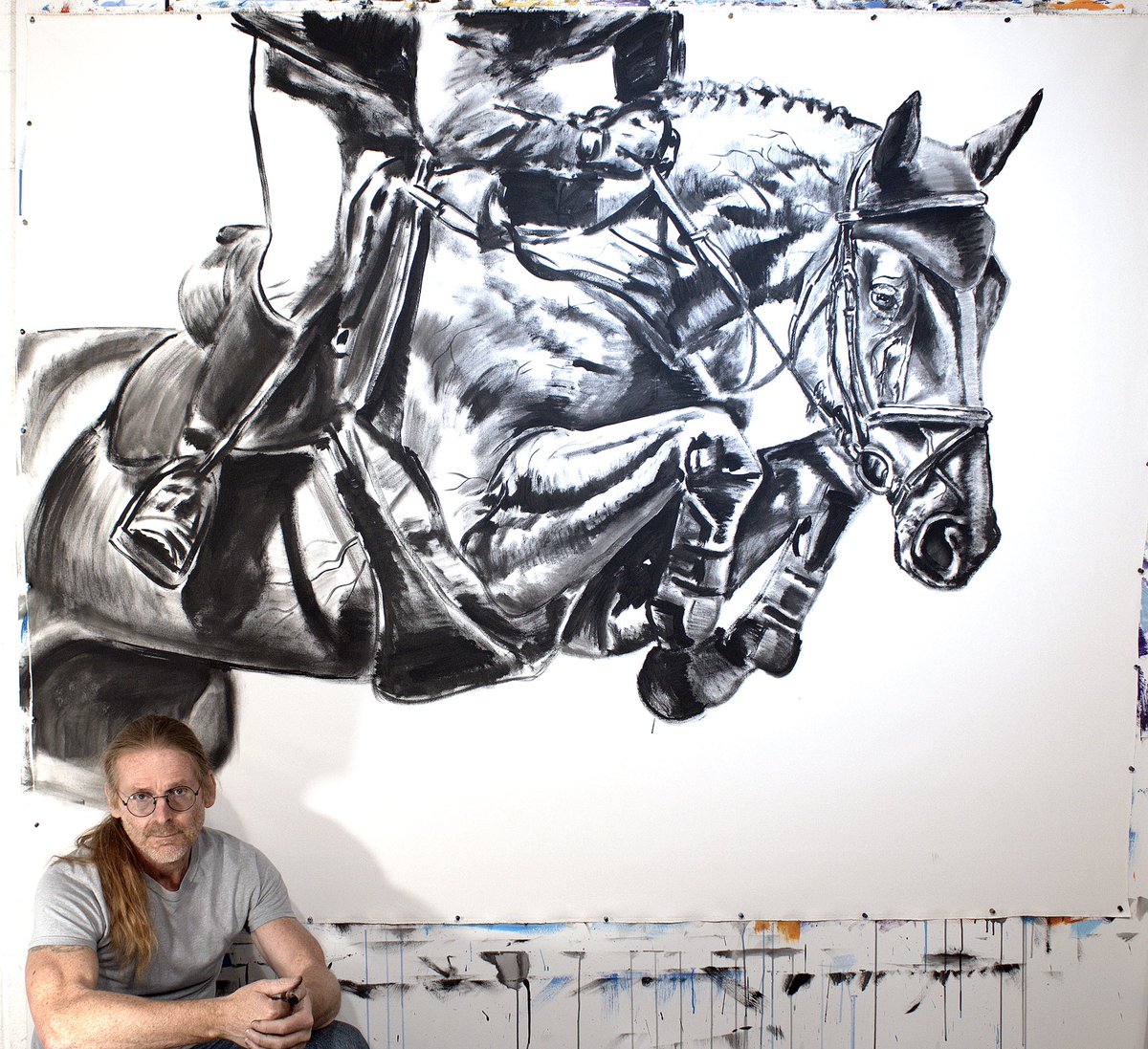 “Hyperdrive” 72 x 90 inch ink and acrylic on canvas. Available on my website. #ink #inked #painting #paintings #horses #equestrian #horseart #equineart #horse #equine #art #artist #artwork #artistsoninstagram #contemporaryart #animals #acrylic #inkedart #drawing #drawings…