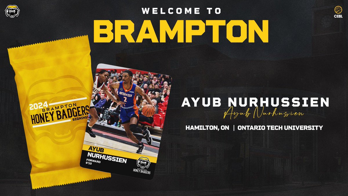 Welcome to the squad @AyubNurhussien 🔥🔥 The 6-foot-10 forward averaged 14.2 points, 5.4 rebounds, 3.1 assists, and 29.7 minutes in 21 games in his first season with @OT_Ridgebacks 💪🏼 🗞️: honeybadgers.ca/nurhussien-sig… #WeAreBrampton