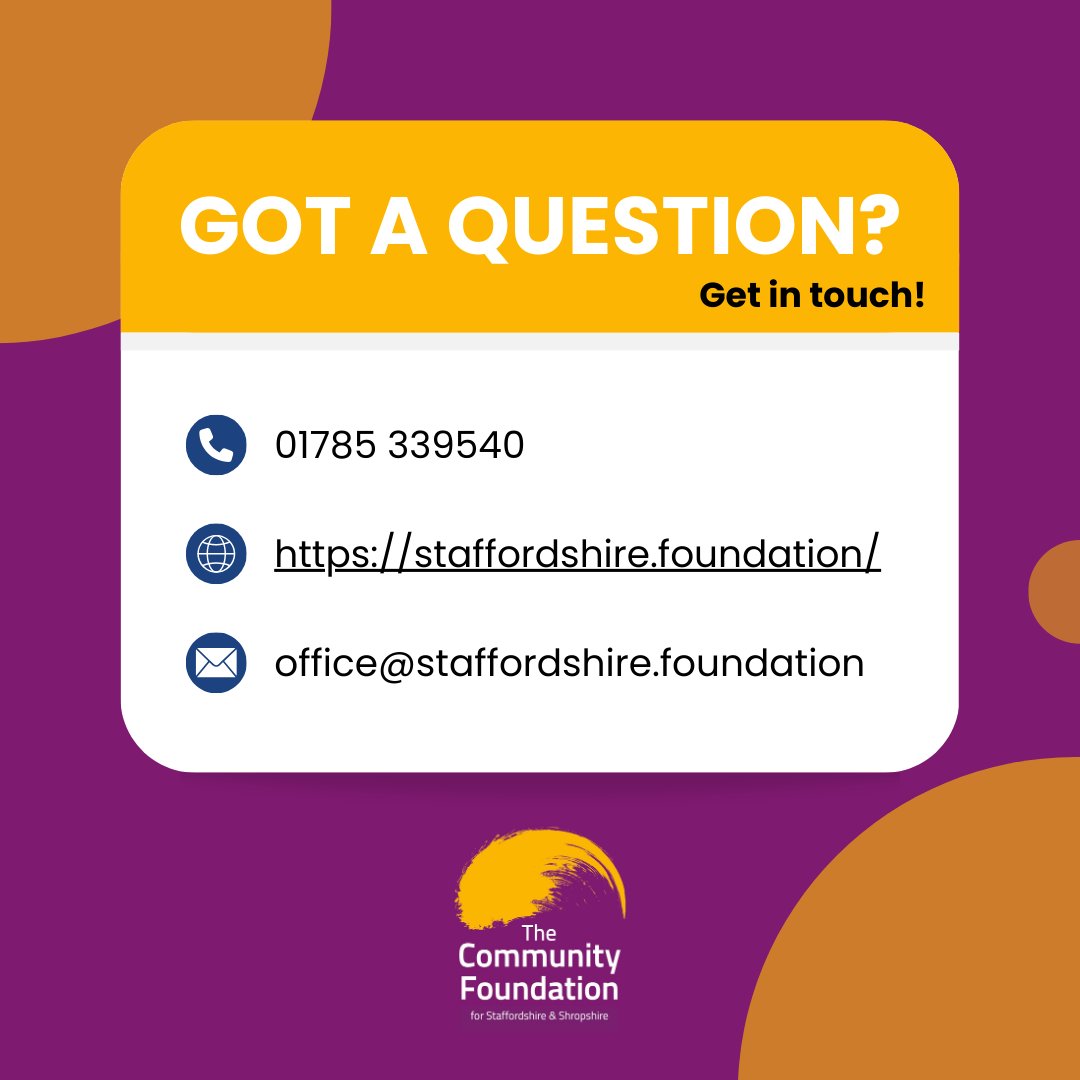 Do you have a question about any of our grants? We have the answers! Get in touch and a member of our team would be happy to help.📞 #cfstaffordshireandshropshire