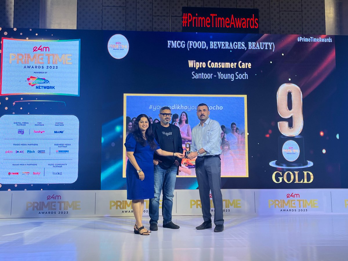 Recognizing outstanding achievements in Television Advertising at #PrimeTimeAwards! 🏆 🔥
Congratulations to the winners! 👏

Category : FMCG (Food, Beverages, Beauty)
Winners : @Wipro 

#e4mAwards #PrimeTimeAwards #TVAdvertising #CreativeExcellence #InnovationUnleashed #PTA