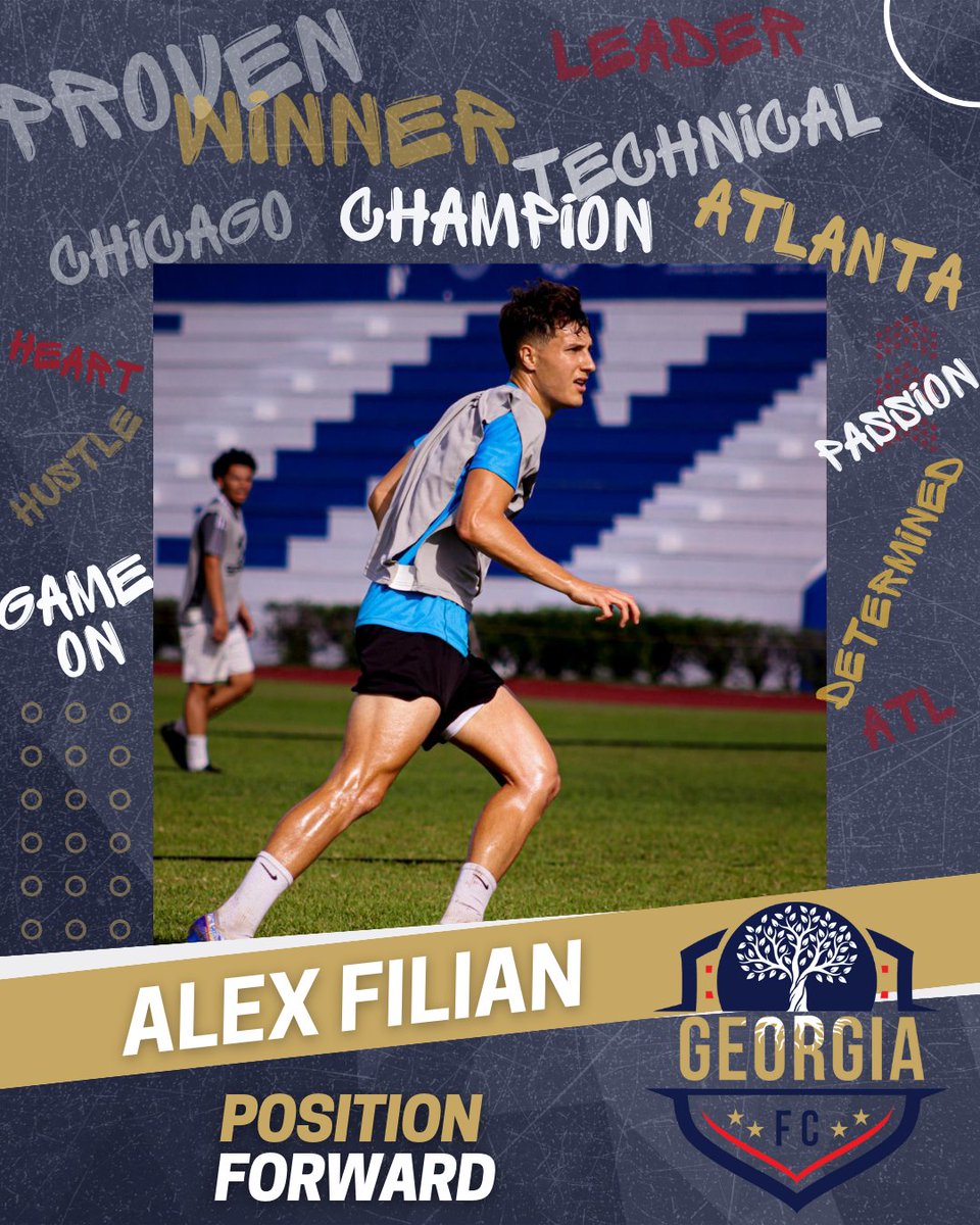 🚨 Player Announcement 🚨

Welcome Alex Filian to GeorgiaFC! 🌟

Hailing from Arlington Heights, Chicago, Alex brings a wealth of experience & a winning mentality to our team.

From time in Mexico w/ Club Inter Playa to stints in NISA and UPSL, Alex's play makes him a key asset.