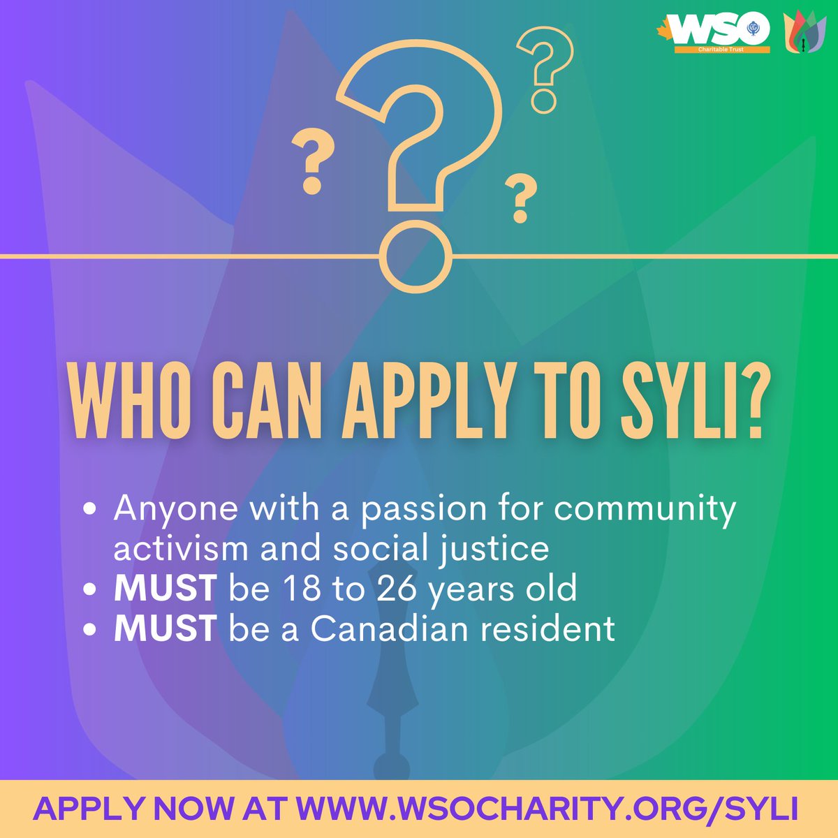 The vision of SYLI is to connect 20 of the most driven Sikh youth leaders from across Canada and provide them with unique training opportunities to catalyze their development. APPLICATION DEADLINE - Sunday May 5th 2024, 11:59pm PST Apply now: wsocharity.org/syli #SYLI24