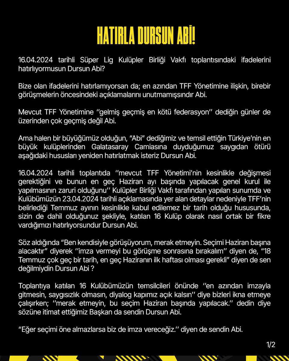istanbulspor's tweet photo. Şimdi TFF Başkanının Genel Kurul tarihini Haziran ayı başına almaması nedeniyle SENİN SÖZÜN DE YERE DÜŞMÜŞKEN; bizlere verdiğin imza sözünü tutmanı bekliyor ve artık sana verdiği sözlerin dahi arkasında durmayan ve zavallı bahanelere sığınan TFF Başkanını hiçbir ortamda sahiplenmeni istemiyoruz Dursun Abi.