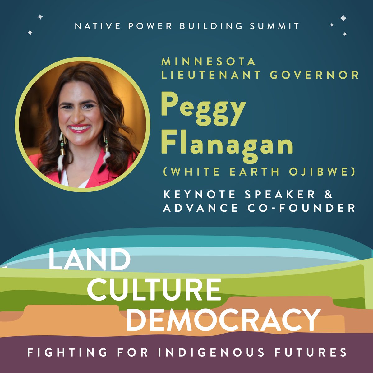 🎤 Speaker Spotlight 🎤 We're excited to announce Lt. Gov. Peggy Flanagan (White Earth Ojibwe) as a keynote speaker at the #NativePowerBuildingSummit on July 23 in Scottsdale, AZ! 🌵🗳

Secure your spot: registration.socio.events/e/2024nativepo…

#BuildNativePower #NPBS2024 #LandCultureDemocracy