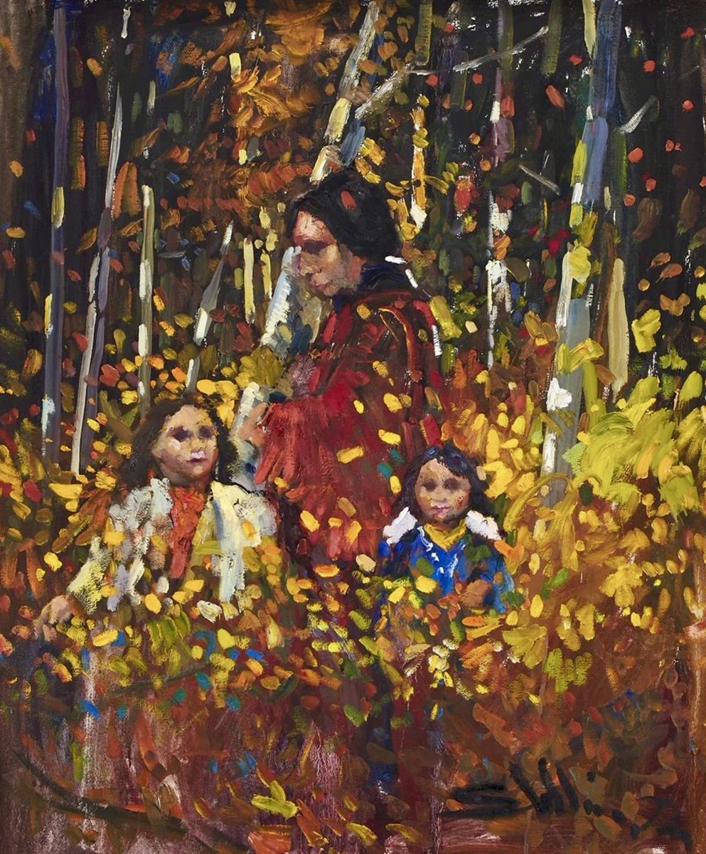 Figures In The Forest, Autumn, 1972 (oil on canvas) | 🎨 Arthur Shilling (1941-1986) Anishinaabe

Private Collection