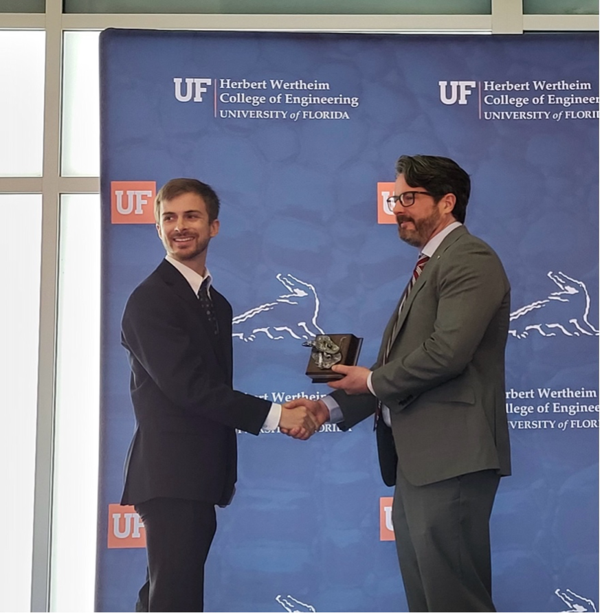 Congratulations to IMG Professor, Dr. David Arnold, for receiving the 2024 Faculty Excellence in Leadership Award, and to IMG Ph.D. student, Adam Kriz, for receiving the 2024 Attributes of a Gator Engineer Award in Community &amp; Inclusion! We’re proud to have you representing IMG!