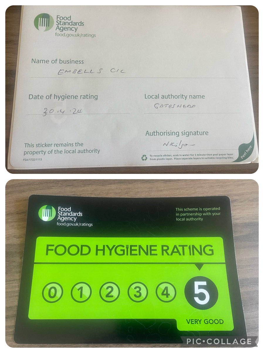 YAY - We Got A 5 💛

A big thank you to all the @Embellscic Community Support Project’s team who do their regular food hygiene training and keep everything in tip top condition as it should be. 

Well done to all the team 💛