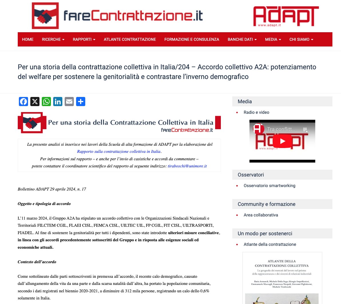 Cosa prevede il recente accordo @gruppo_a2a a supporto della #genitorialità? Ne parla #GiuliaRondelli sul @bollettinoADAPT di questa settimana 👇
#welfareaziendale #congedo #conciliazione