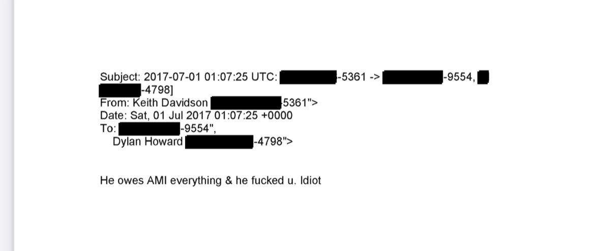 NEW: The Manhattan DA’s office just offered to withdraw from evidence this 7/1/17 text, where Stormy Daniels & Karen McDougal’s lawyer told American Media’s chief content officer, “He owes AMI everything & he fucked u. Idiot.” The he in question? Not entirely clear—but presumably…