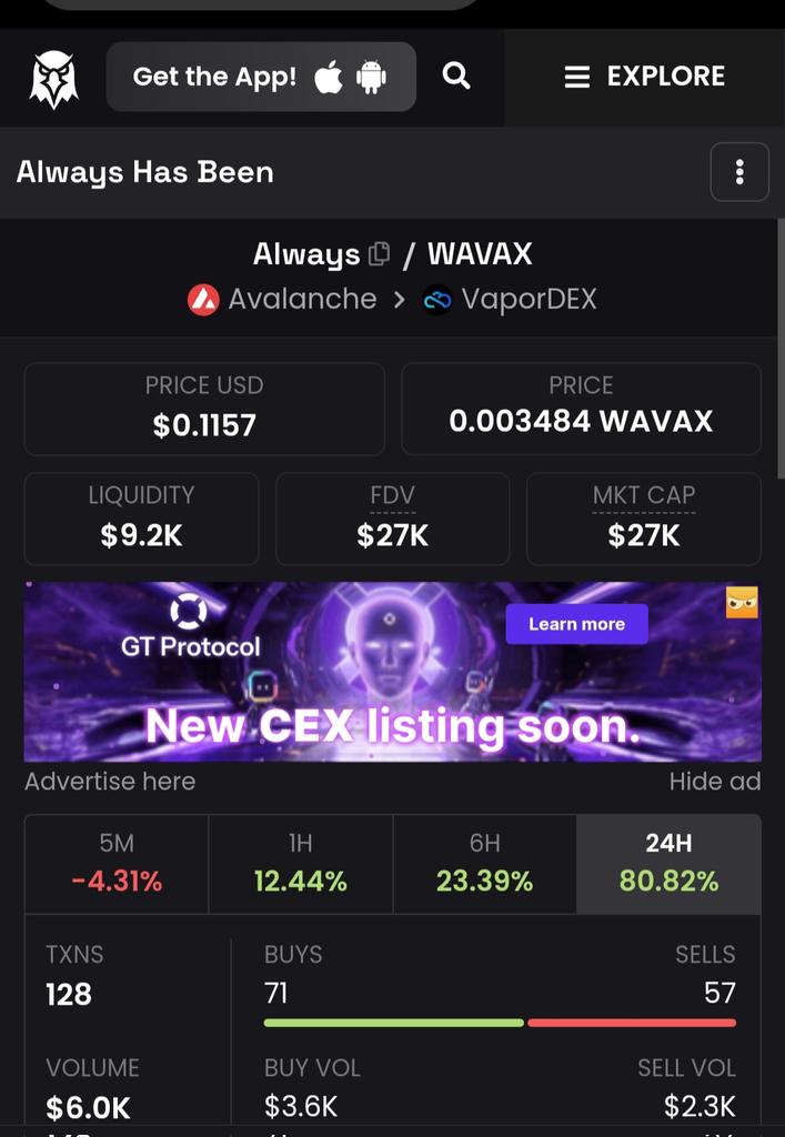 How to get $ALWAYS @alwaysavax ?
That's very easy task to do!
We can buy it with $AVAX C-Chain on @VaporDex , or using $BAWLS/ $HEFE/ $KONG on @TraderJoe_xyz .

And here is $ALWAYS Official Contract :
0xb3298f3fB530223Fc714EcA85cdEdc6F66E12D73

LFG!
@_VaporFi #ALWAYS