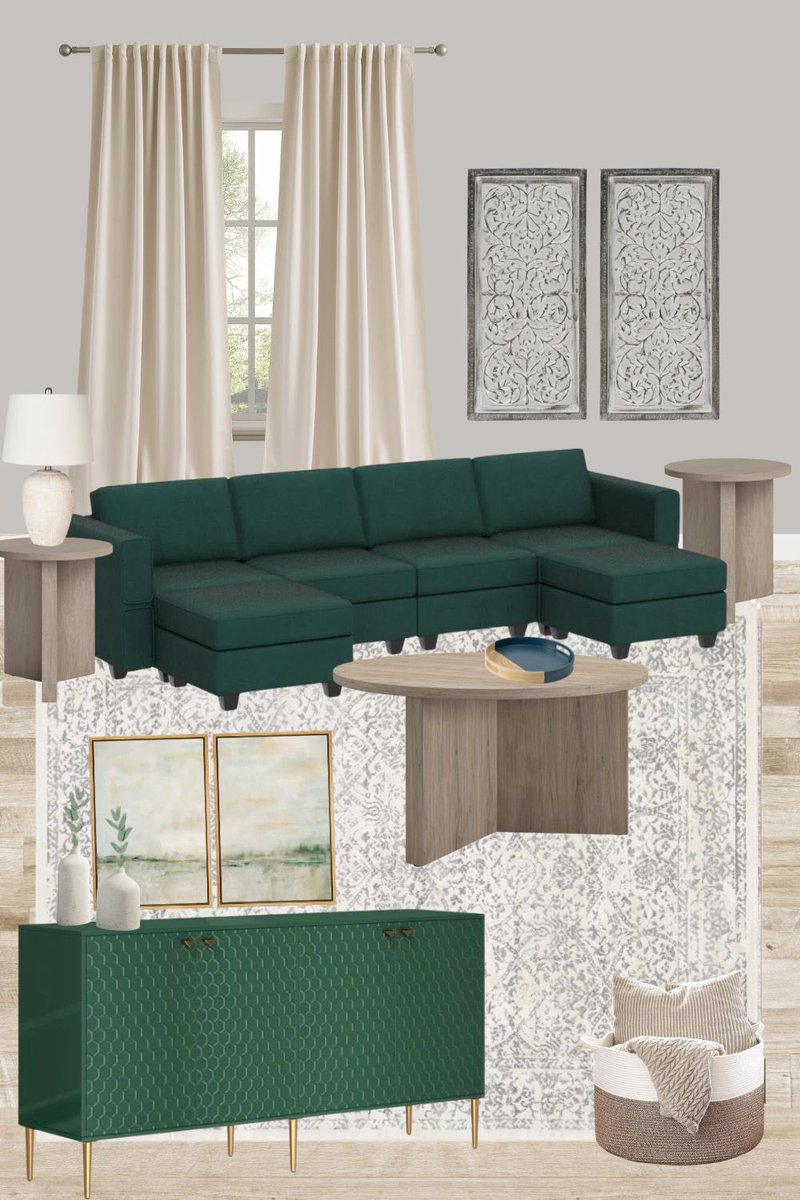Emerald green sofa living room design! liketk.it/4EPwg