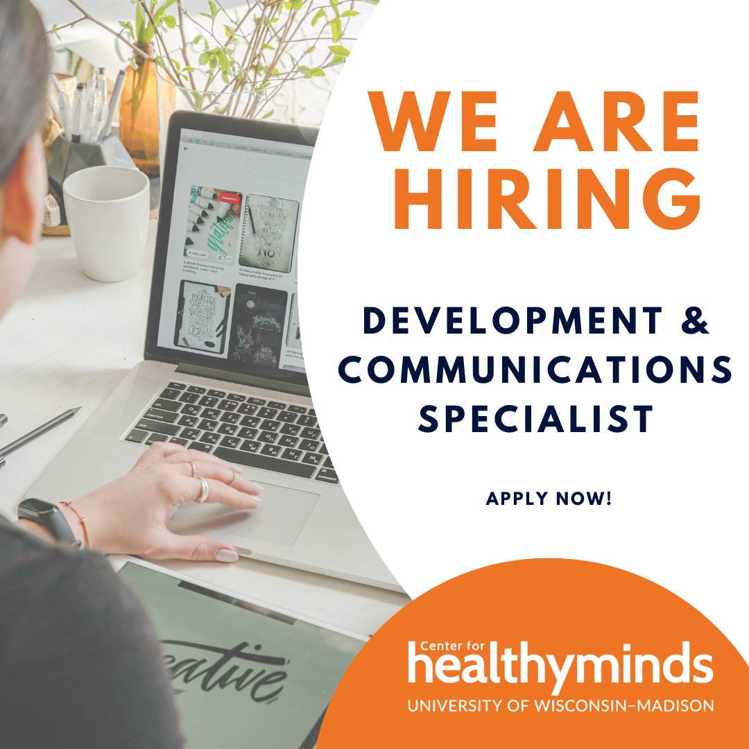 #Hiring Do you enjoy digging into details, strategizing and finding engaging ways to connect people with mission-driven work? Are you interested in the science of well-being? If so, check out this role at the #CenterforHealthyMinds! Learn more here: jobs.wisc.edu/jobs/developme…