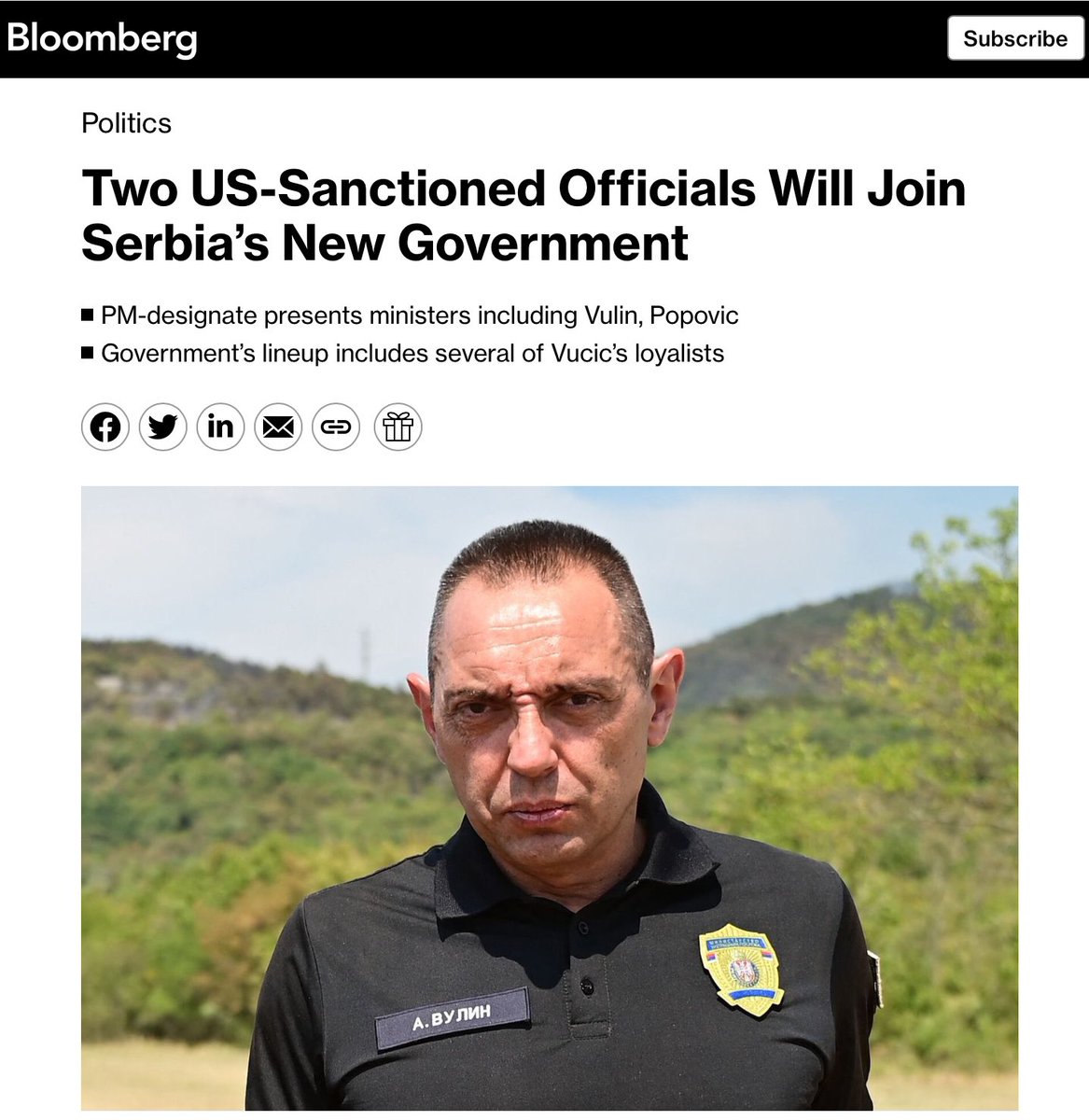 The new Serbian govt led by @Milos_Vucevic will include two US-sanctioned hardliners, Aleksandar Vulin & @NPopovicSNP, and ultra-nationalist firebrand @MilicaZavetnica. All of them are known for their unashamed Putinist positions. Vucic is making a sharp turn towards the East.