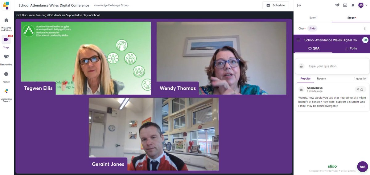 insightwales's tweet image. How we can support all students to stay in school? Some great insights from @YsgolBrynTeg1 and @NDTeamWales on how to provide tailored support and tackle persistent absence amongst vulnerable students #SchoolAttendanceWalesPIW #LiveTweet