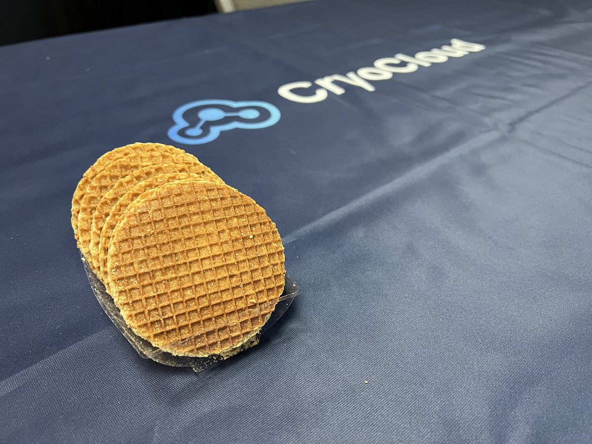 We are excited to be attending the #ccpem symposium! Come to our booth if you like to know more about our #cryoEM #cloud platform or sugar up on dutch #stroopwaffel!