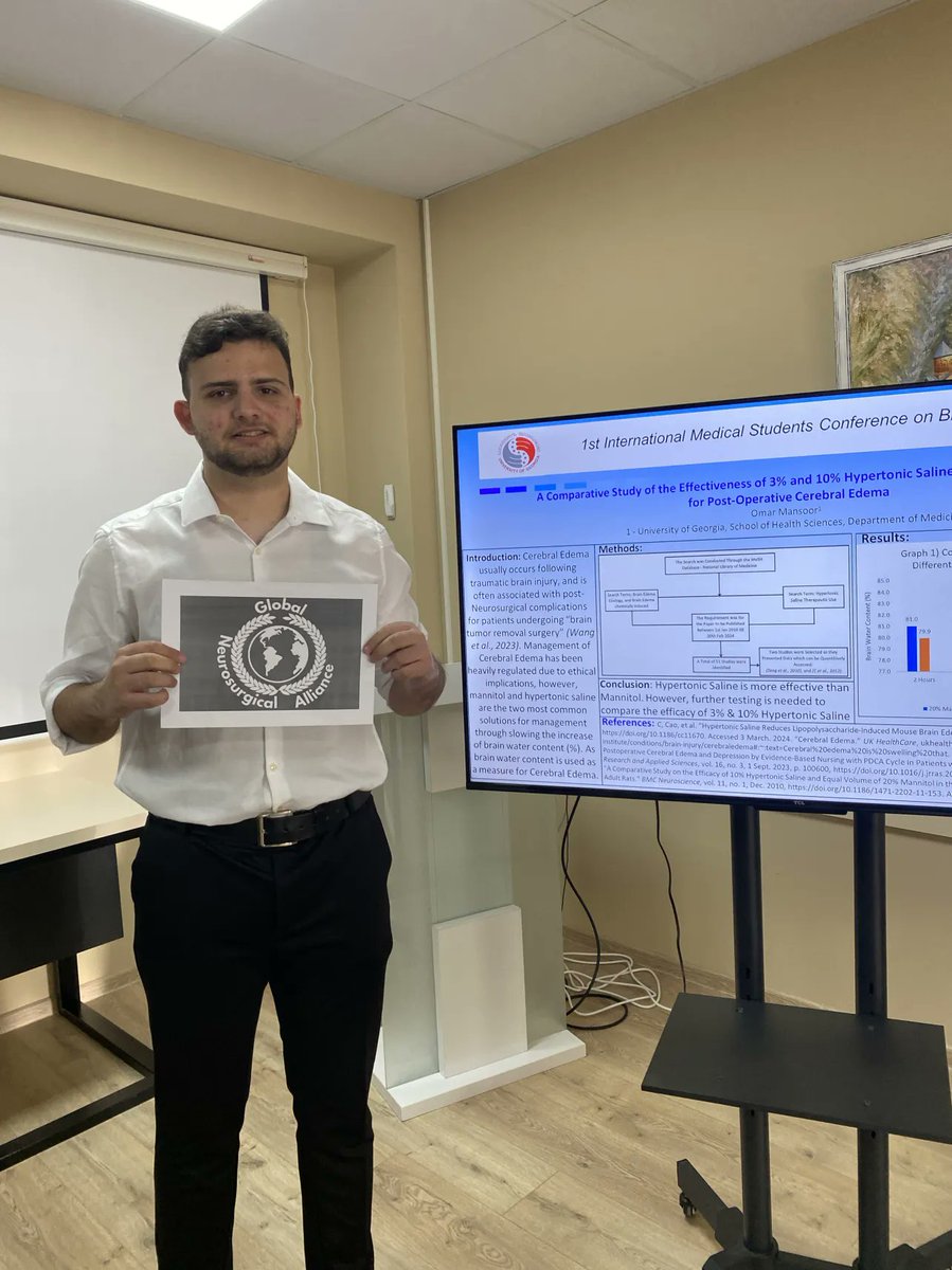 AlbertAlan's tweet photo. #USMDs #IMGs, #Neurosurgery, #Neurology, #MedTwitter, #Neurotwitter
I recently received a compelling image of a young man dedicatedly presenting his neurosurgical research with the Global Neurosurgical Alliance. No matter where you are, if you're driven to advance neurosurgery, GNA welcomes you. Remember, the Mayo Clinic began in a city with just one doctor and no hospital. Put God first in everything you do, and profound change will follow.
