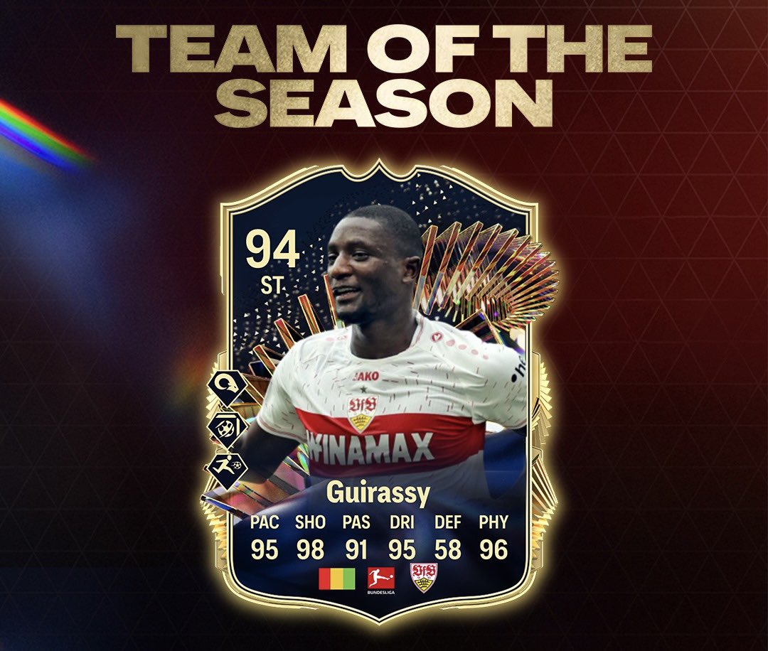 🚨 Guirassy 🇬🇳is set to come to Ultimate Team in TOTS BUNDESLIGA promo 🔥 Deserved? 🤔 Who else would you like to see? 👀 Follow @AcTradingFUT For more ! #EASportsFC24 #EAFC24 #FC24 #TOTS