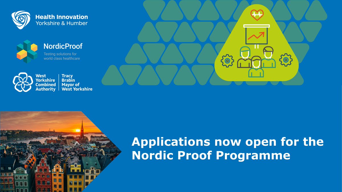 Apply for the Nordic Proof programme. Aimed at SMEs with HealthTech products looking to access the Nordic Healthcare market, this programme is open to innovators at any stage in their development. Apply: ow.ly/lIo450QKAPQ #Innovation