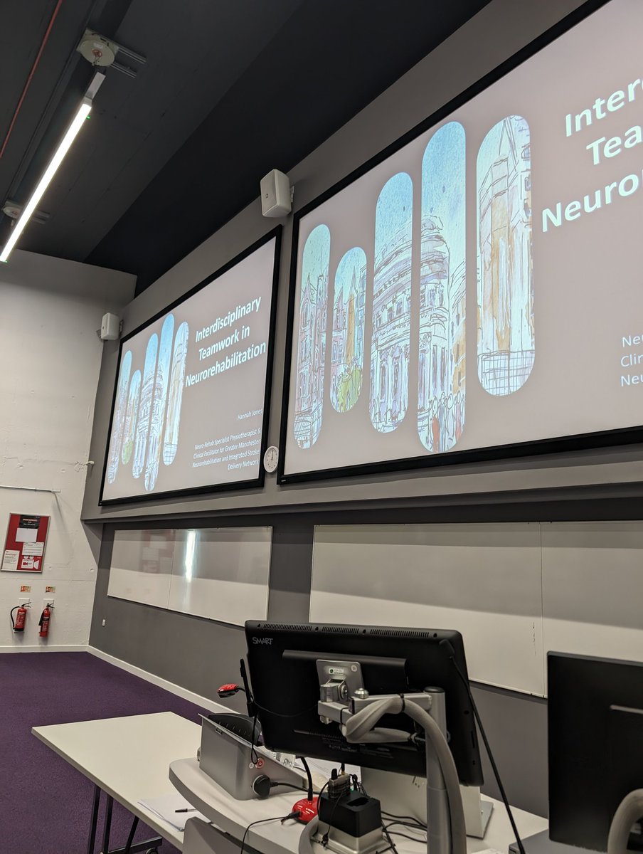 HannahJonesPT's tweet photo. Gave my first guest lecture at @SalfordUni last week to a cohort of nursing students on the role of PT in #neurorehab &amp; the importance of IDT on intensity,frequency &amp; quality of rehab - we need to collaborate and not work in silos 🤝 Thanks to the students for being so engaged ✨ https://t.co/ua4DU2Vs6n