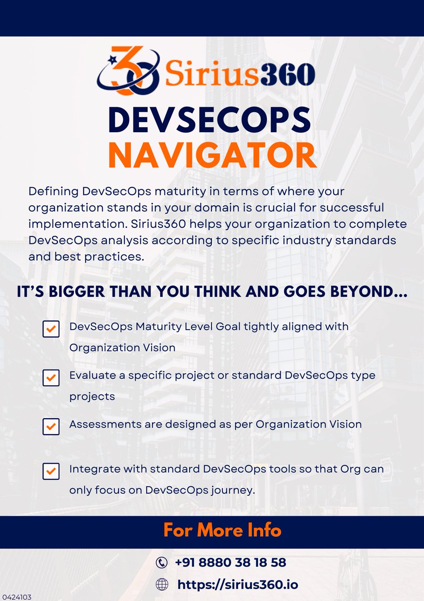 Sirius360 is the first-of-its-kind DevSecOps solution guiding teams through the journey from start to success. Achieve better ROI with scalable operations and reduced time to market, ensuring robust security, lower costs, and faster development. 
.
.
.
.
.
#DevOps #DevSecOps